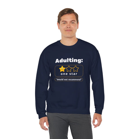 Adulting Sweatshirt - Humor Crewneck for Students, Gift for Millennials, Cozy Lounge Wear, Funny Sweatshirt for Birthdays, Adult Humor