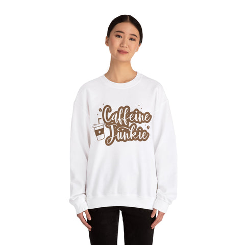 Caffeine Junkie Crewneck Sweatshirt | Cozy Gift for Coffee Lovers, Perfect for Fall, Everyday Wear, Casual Style, Gift for Her