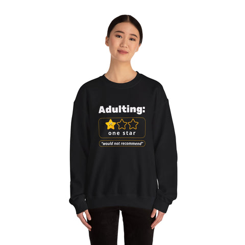 Adulting Sweatshirt - Humor Crewneck for Students, Gift for Millennials, Cozy Lounge Wear, Funny Sweatshirt for Birthdays, Adult Humor