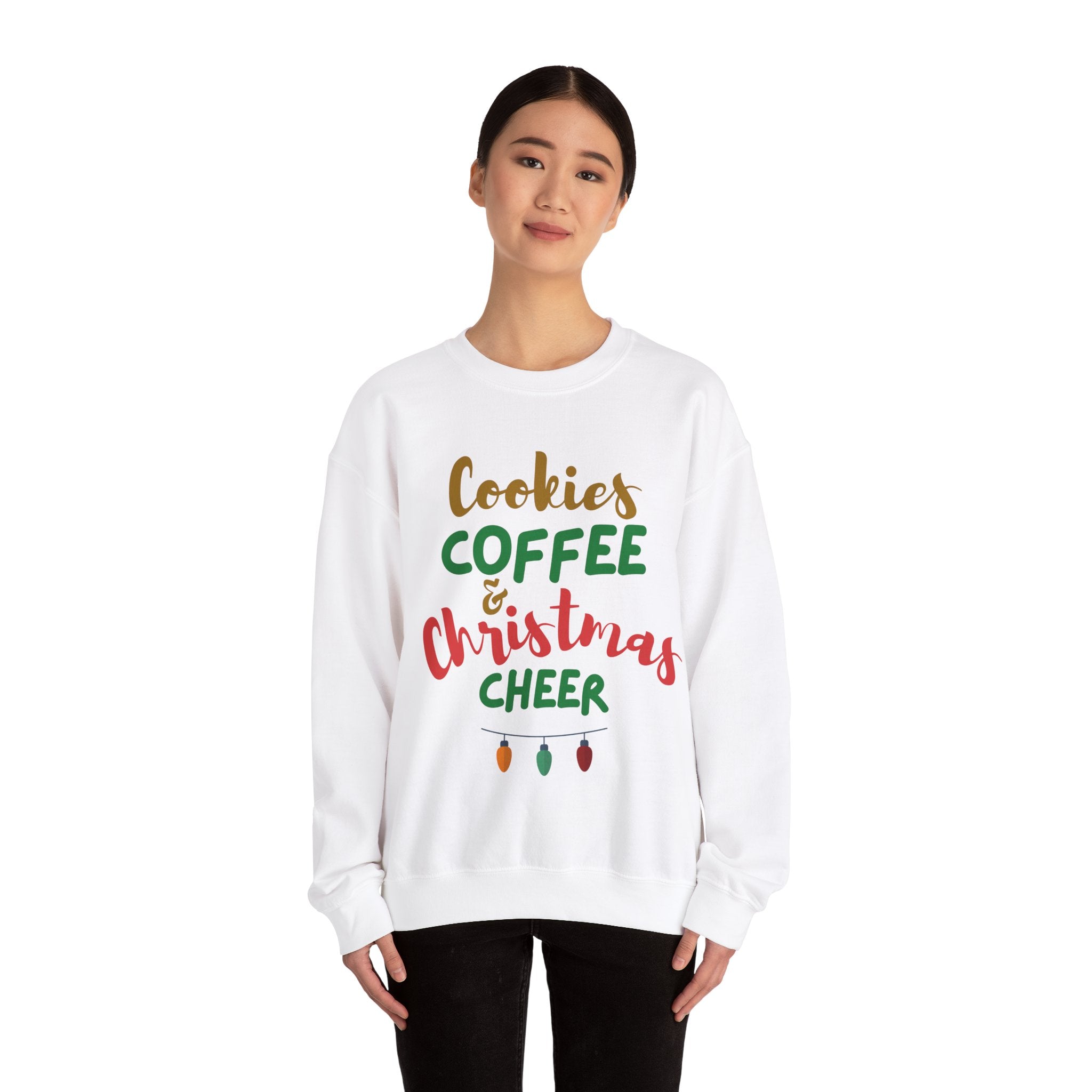 Christmas Cheer Sweatshirt, Cozy Holiday Apparel, Unisex Crewneck, Perfect for Christmas and Winter Gatherings, Gift for Coffee Lovers