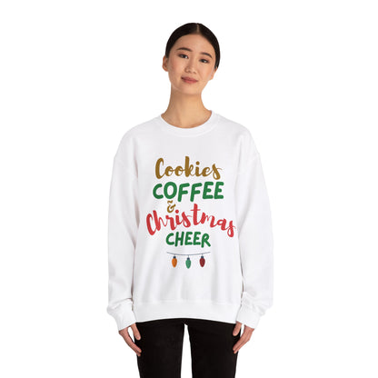 Christmas Cheer Sweatshirt, Cozy Holiday Apparel, Unisex Crewneck, Perfect for Christmas and Winter Gatherings, Gift for Coffee Lovers