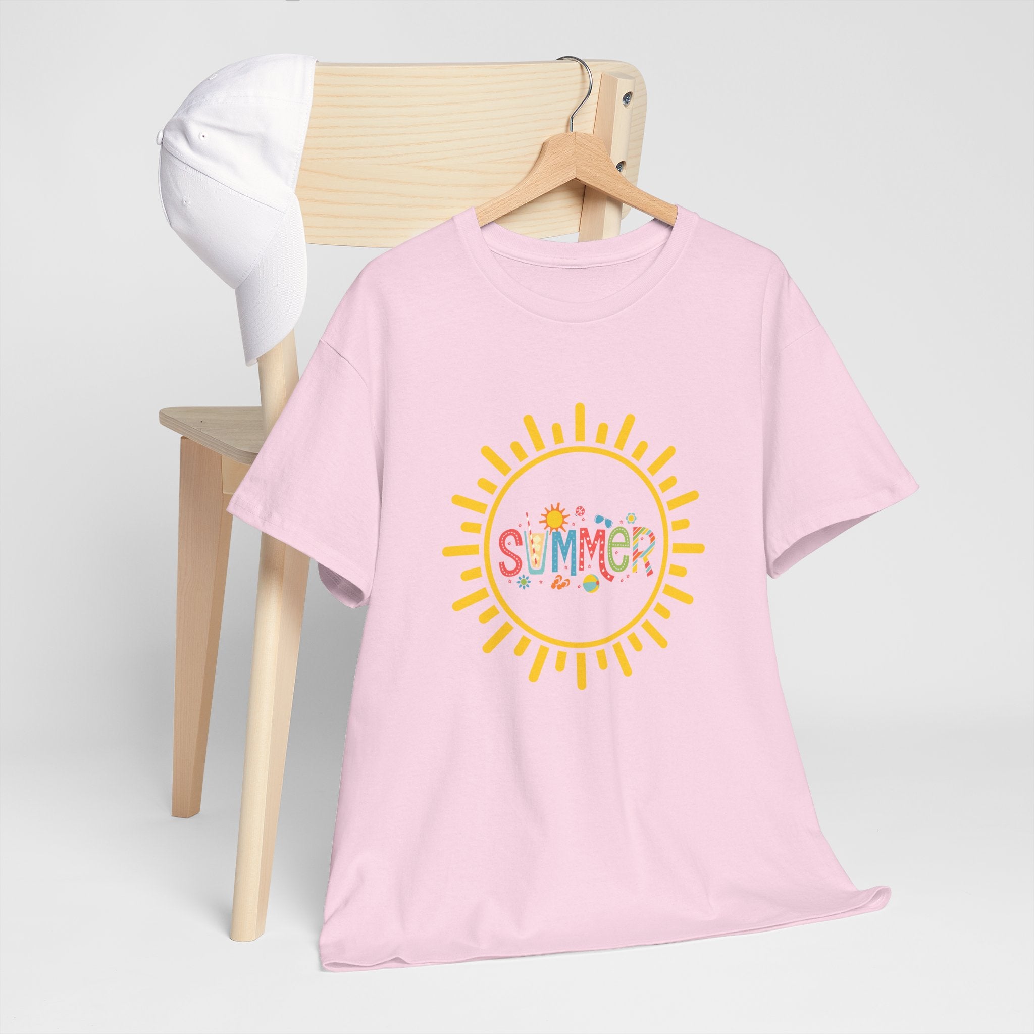 Summer Vibes Unisex Heavy Cotton Tee, Casual Summer Shirt, Retro Sunshine Tee