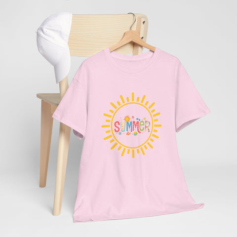 Summer Vibes Unisex Heavy Cotton Tee, Casual Summer Shirt, Retro Sunshine Tee