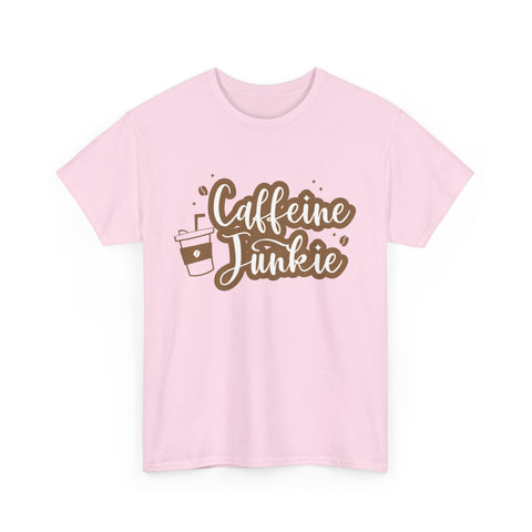 Caffeine Junkie Unisex Heavy Cotton Tee, Coffee Lover Shirt, Gift for Baristas, Comfortable Casual Wear, Daily Essentials