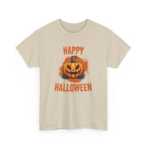 Halloween Unisex Heavy Cotton Tee, Spooky Pumpkin Graphic, Fall Festival Shirt, Halloween Party Top, Casual Autumn Apparel