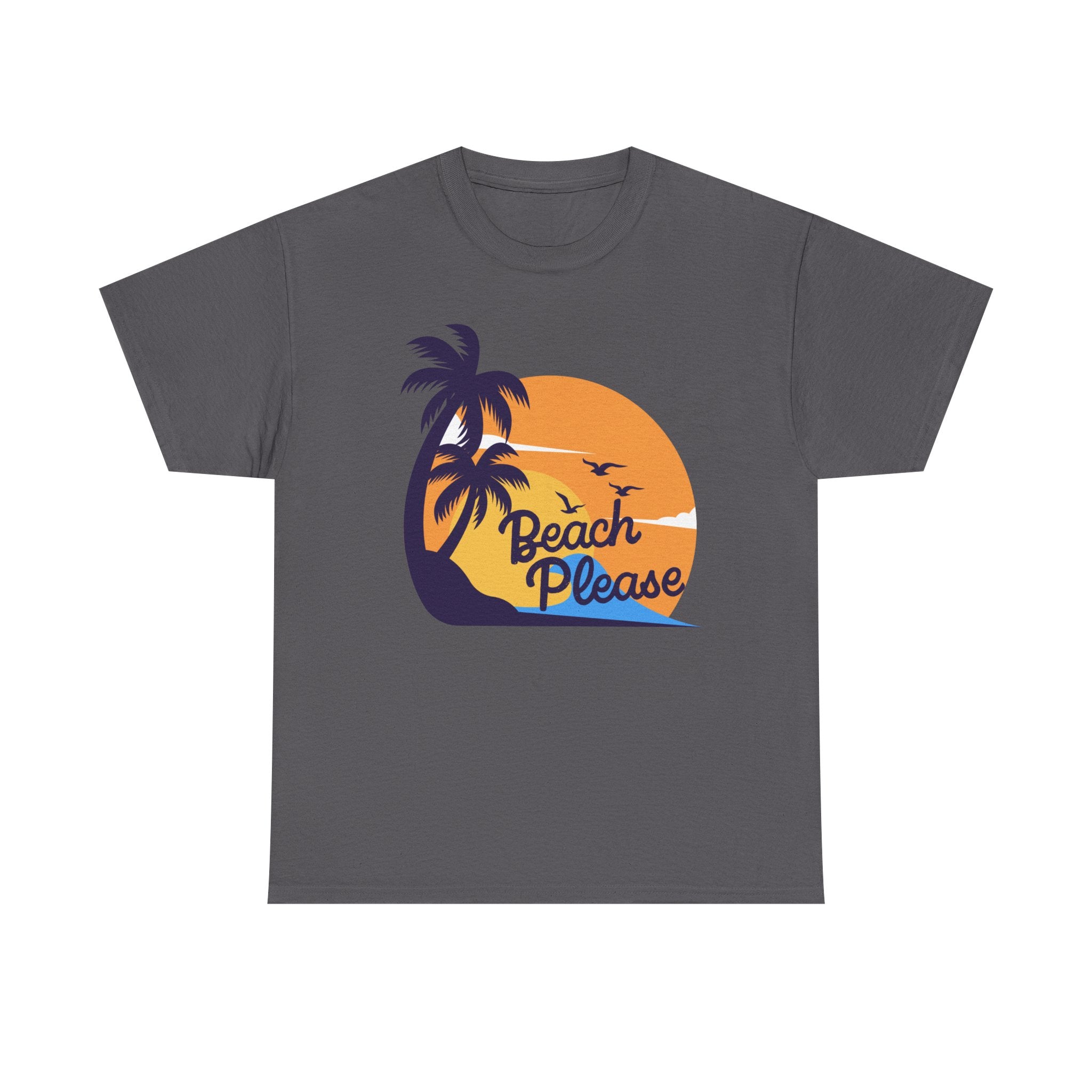 Beach Please Unisex Heavy Cotton Tee - Relaxed Summer Vibe, Perfect for Vacations, Beach Days, Casual Outfits, Gift for Beach Lovers
