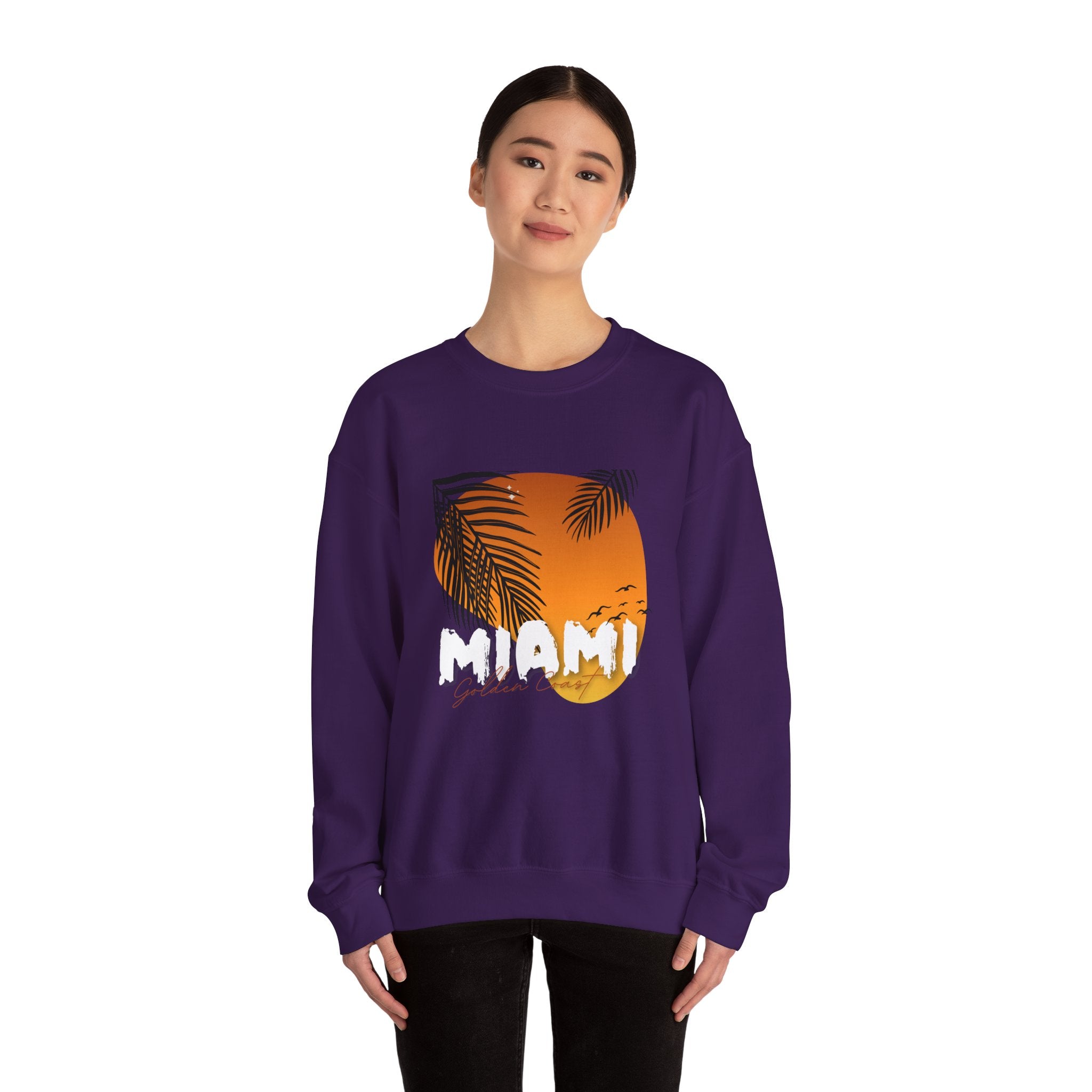 Miami Sunset Crewneck Sweatshirt, Beach Vibes Apparel, Unisex Casual Wear, Summer Fashion