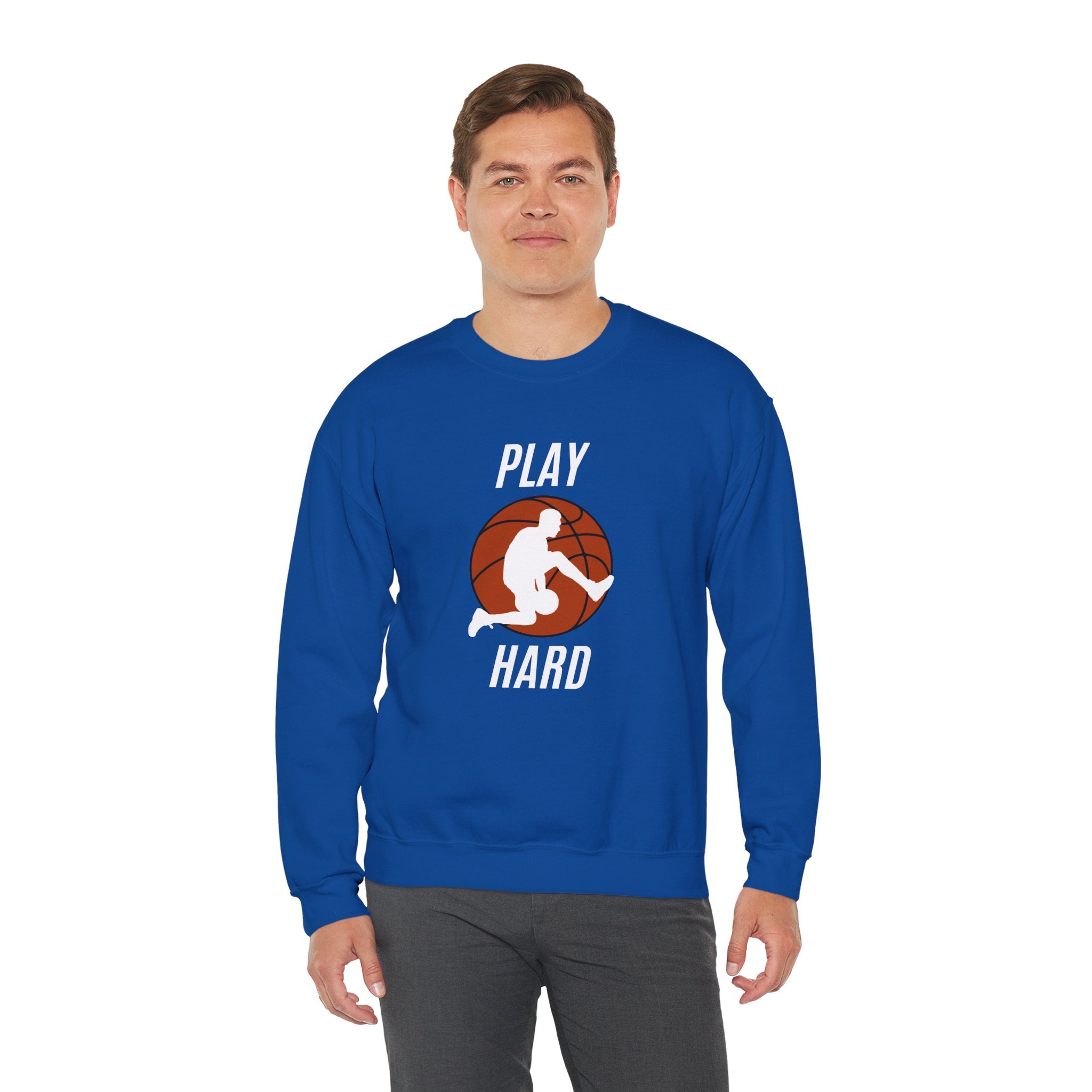 Play Hard Basketball Crewneck Sweatshirt, Unisex Sportswear, Active Lifestyle Sweatshirt, Perfect for Athletes and Coaches