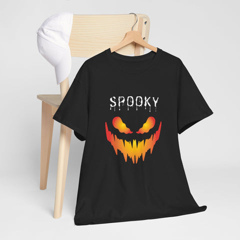Spooky Halloween Tees, Unisex Heavy Cotton Tee for Fall, Ghostly Graphics Shirt, Halloween Apparel