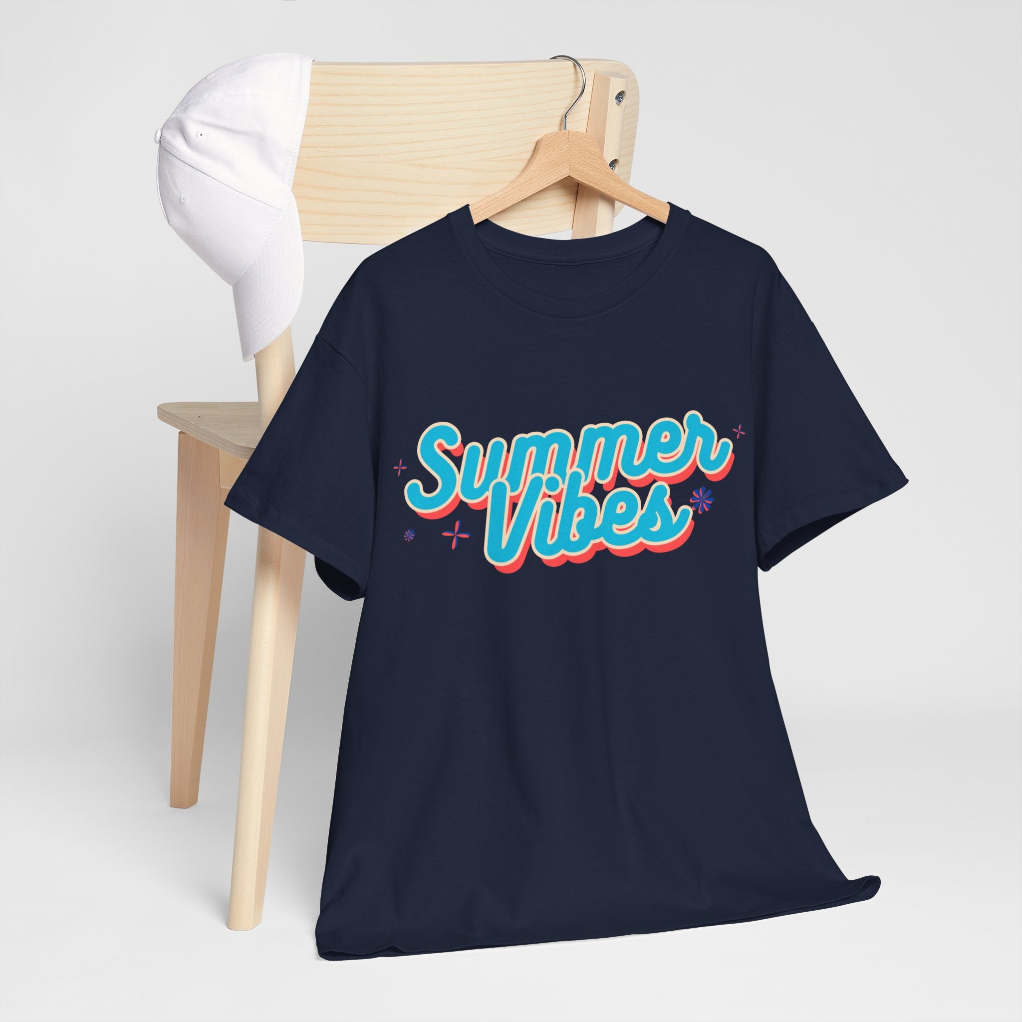 Summer Vibes Unisex Heavy Cotton Tee, Casual Summer Shirt, Beachwear, Gift for Friends, Vacation Essential, Fun Tee