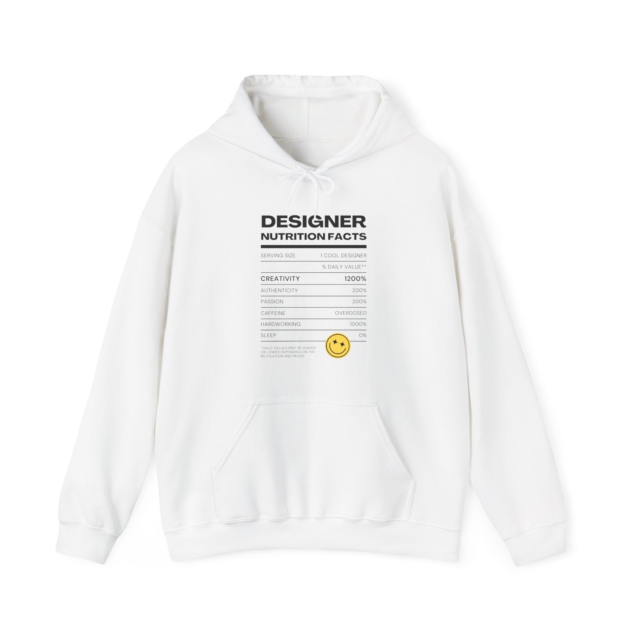 Creative Vibes Unisex Hoodie - Designer Nutrition Facts, Cozy Sweatshirt, Gift for Artists, Motivational Apparel, Inspiring Fashion