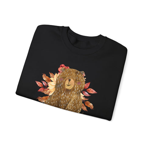 Cozy Bear Sweatshirt for Autumn, Unisex Crewneck with Fall Vibes, Ideal for Thanksgiving, Casual Wear