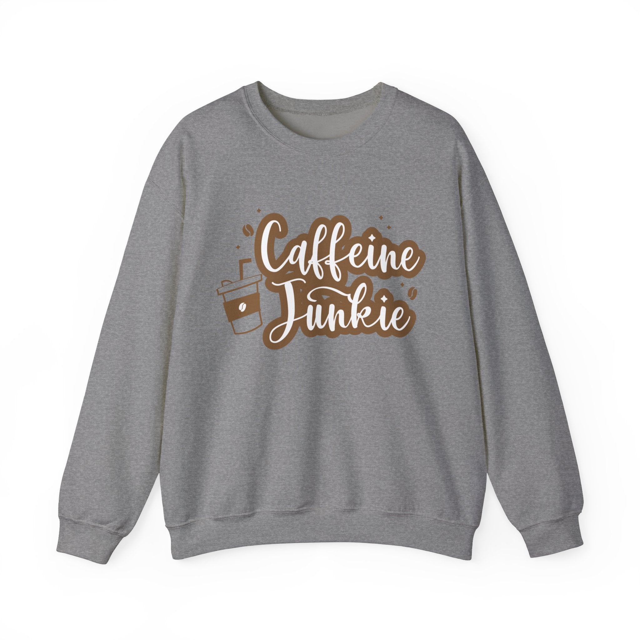 Caffeine Junkie Crewneck Sweatshirt | Cozy Gift for Coffee Lovers, Perfect for Fall, Everyday Wear, Casual Style, Gift for Her