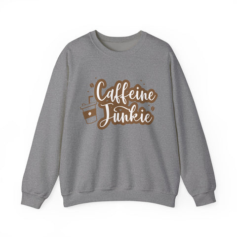 Caffeine Junkie Crewneck Sweatshirt | Cozy Gift for Coffee Lovers, Perfect for Fall, Everyday Wear, Casual Style, Gift for Her