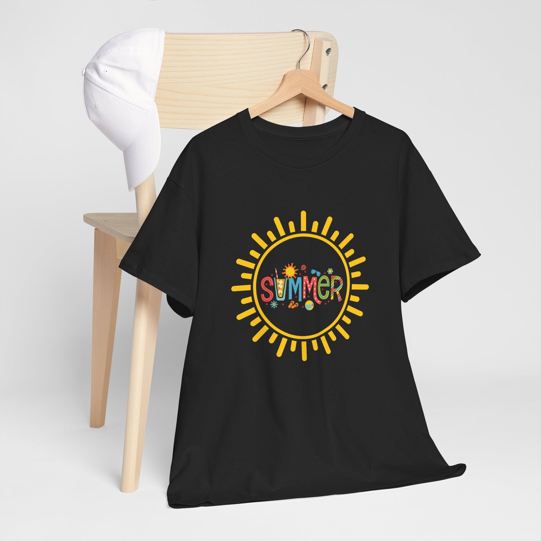 Summer Vibes Unisex Heavy Cotton Tee, Casual Summer Shirt, Retro Sunshine Tee