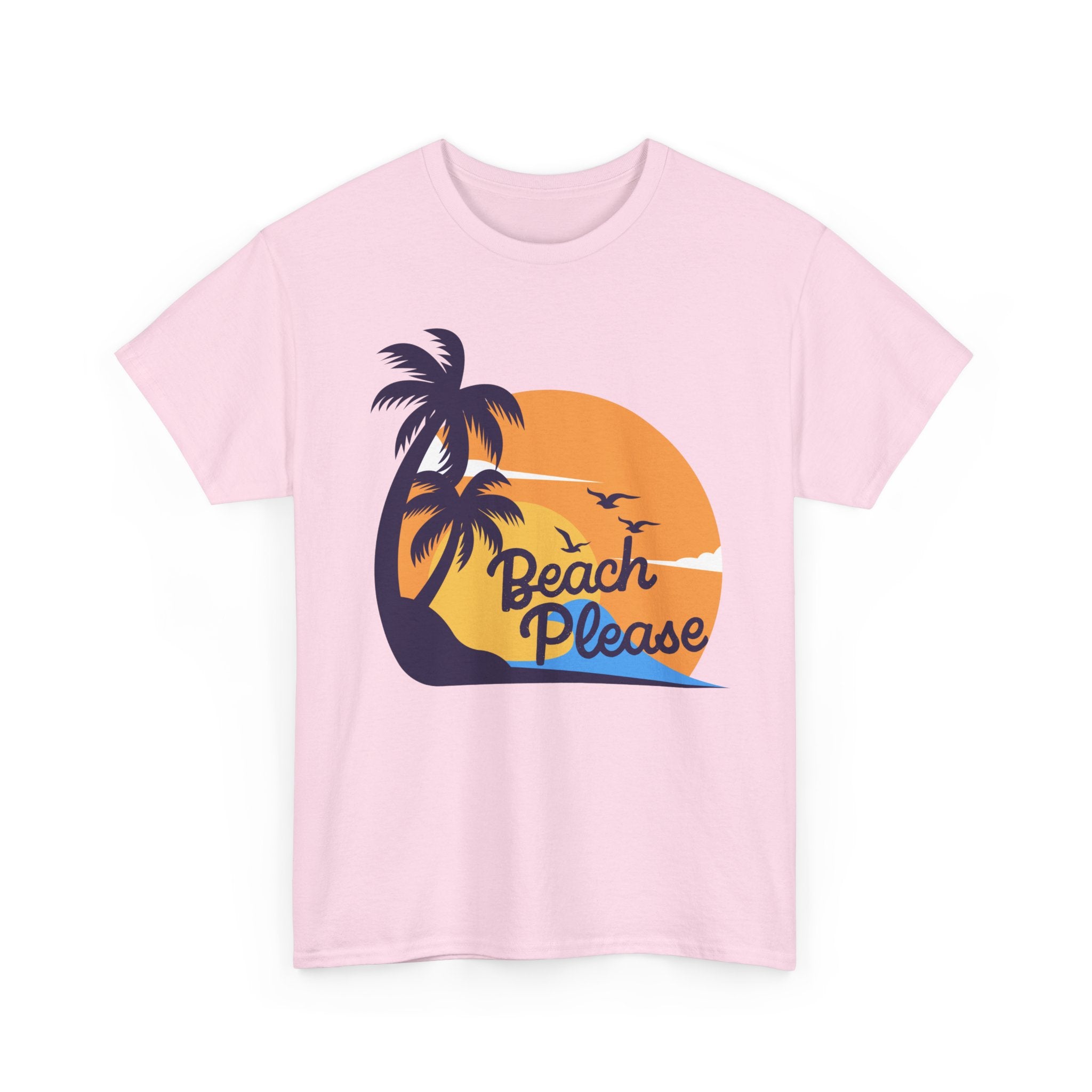 Beach Please Unisex Heavy Cotton Tee - Relaxed Summer Vibe, Perfect for Vacations, Beach Days, Casual Outfits, Gift for Beach Lovers