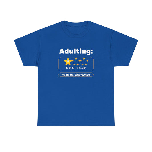 Funny Unisex Heavy Cotton Tee - 'Adulting: One Star' Graphic Tee