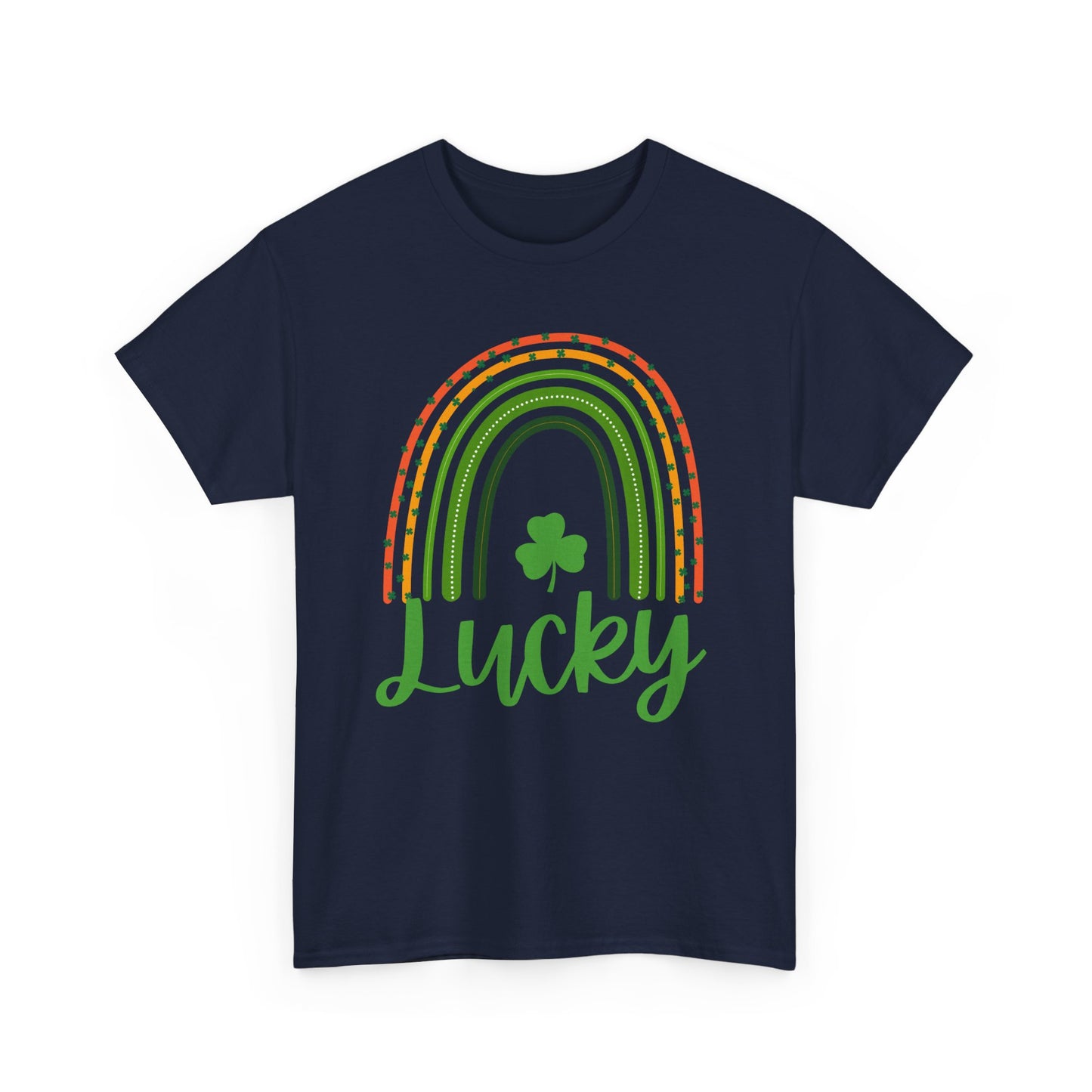 Lucky Rainbow Unisex Heavy Cotton Tee, St Patrick's Day Shirt, Gift for Friends, Everyday Tee, Casual Wear, Feel Good Fashion