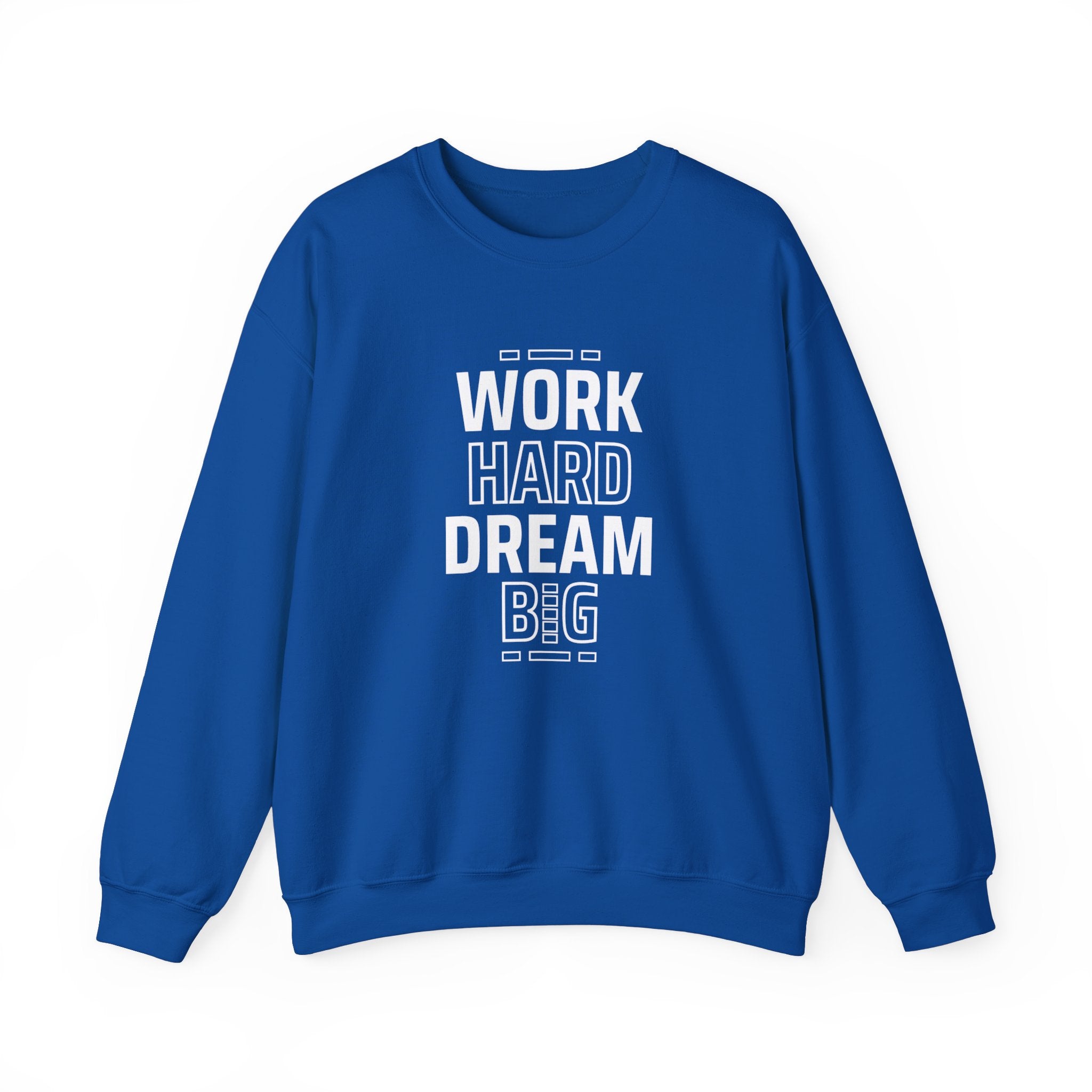 Motivational Crewneck Sweatshirt - Work Hard Dream Big - Gift for Students, Athletes - Cozy Casual Wear, Everyday Inspirational Jumper,