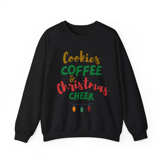 Christmas Cheer Sweatshirt, Cozy Holiday Apparel, Unisex Crewneck, Perfect for Christmas and Winter Gatherings, Gift for Coffee Lovers