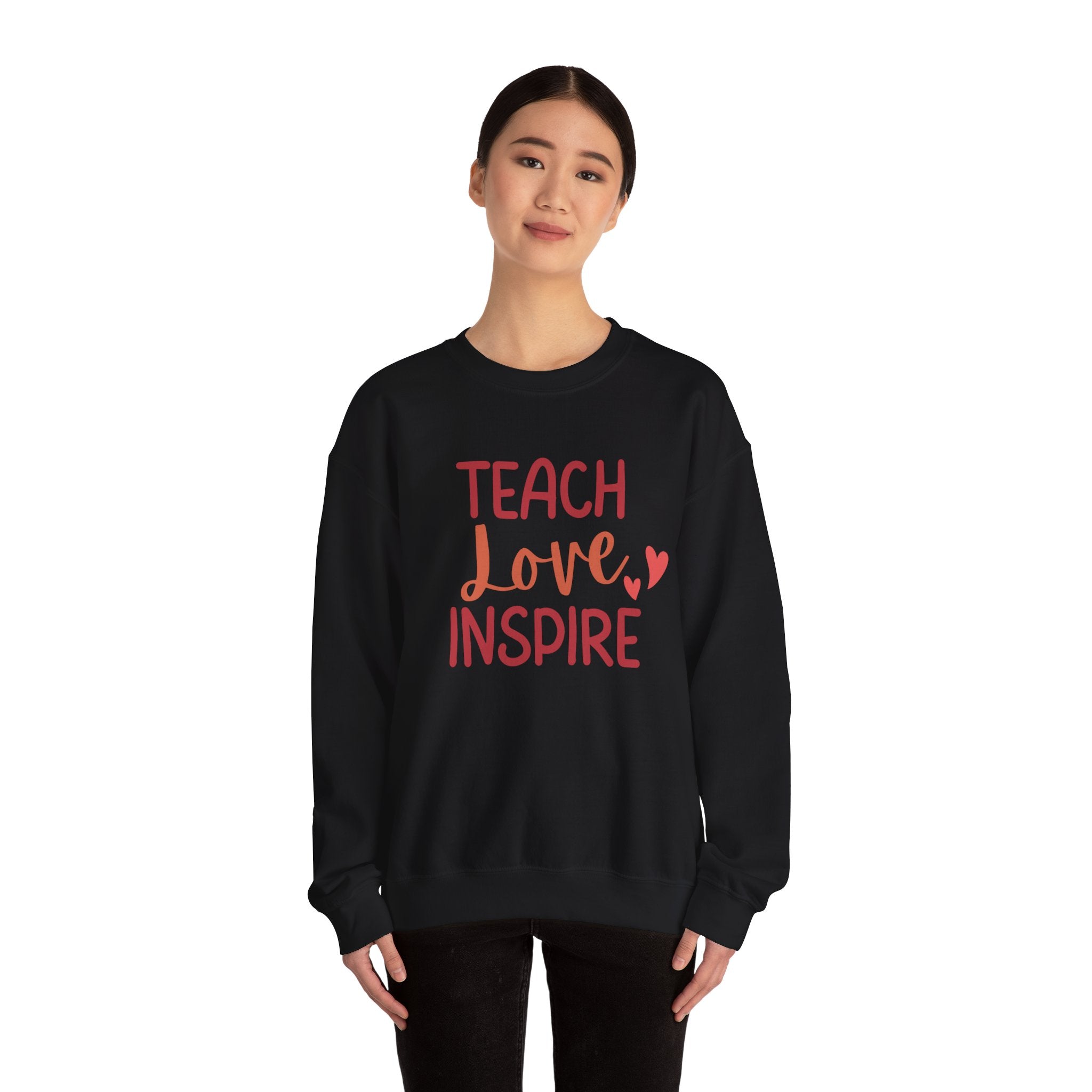 Teach Love Inspire Crewneck Sweatshirt, Cozy Teacher Gift, Motivational Sweatshirt for Educators, Inspirational Apparel, Valentine's Day