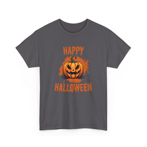 Halloween Unisex Heavy Cotton Tee, Spooky Pumpkin Graphic, Fall Festival Shirt, Halloween Party Top, Casual Autumn Apparel