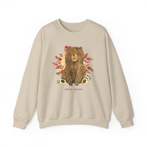 Cozy Bear Sweatshirt for Autumn, Unisex Crewneck with Fall Vibes, Ideal for Thanksgiving, Casual Wear