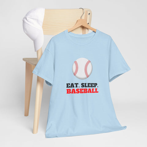 Eat Sleep Baseball Unisex Heavy Cotton Tee, Sports Fans, Gifts for Baseball Lovers, Casual Wear
