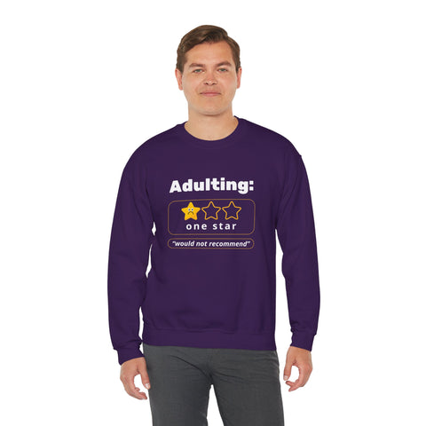 Adulting Sweatshirt - Humor Crewneck for Students, Gift for Millennials, Cozy Lounge Wear, Funny Sweatshirt for Birthdays, Adult Humor