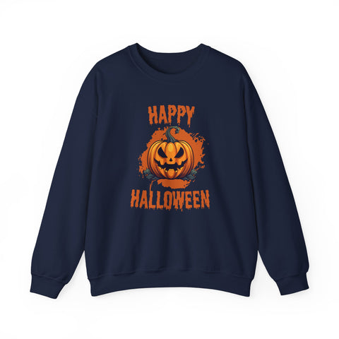 Halloween Pumpkin Crewneck Sweatshirt, Cozy Fall Sweater for Halloween, Unisex Sweatshirt, October Celebration Apparel