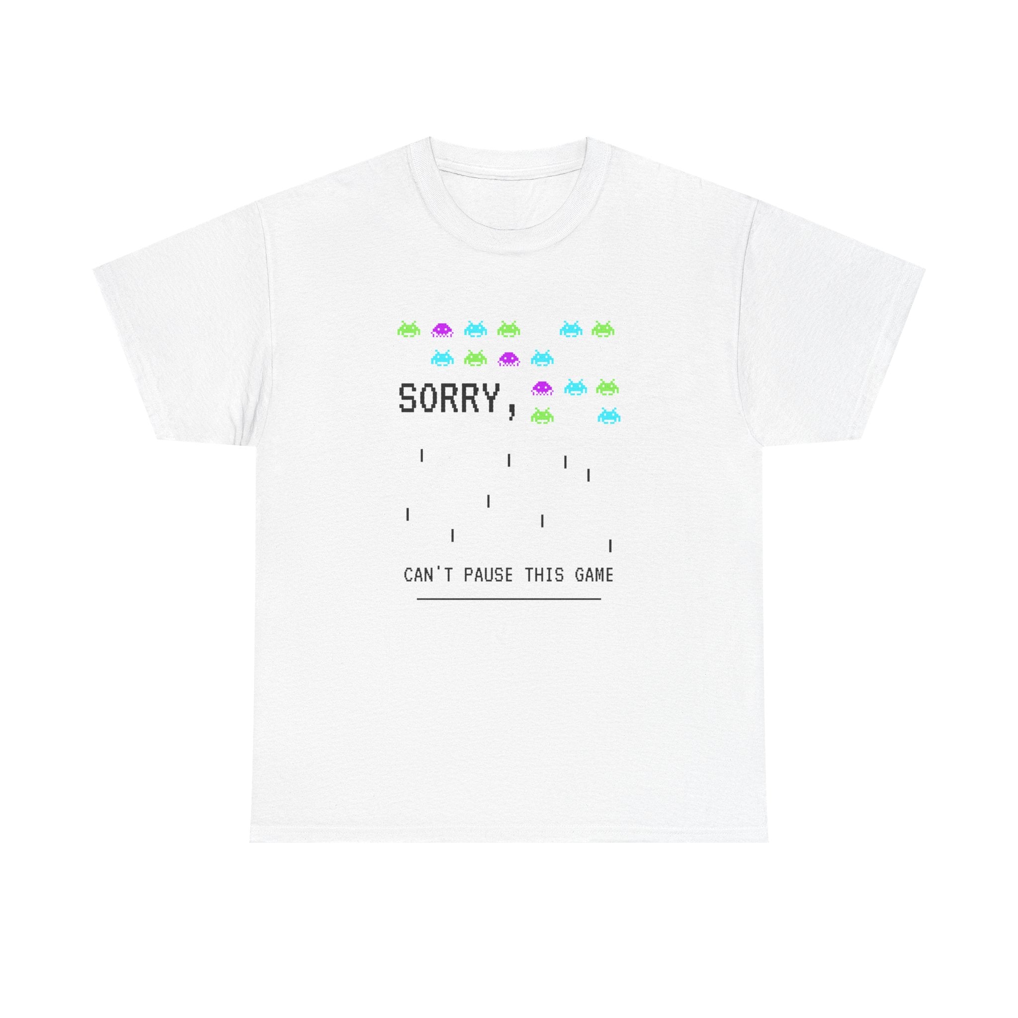 Retro Gamer Unisex Heavy Cotton Tee, Sorry Can't Pause This Game Shirt, Casual Wear T-Shirt, Fun Gaming Tee