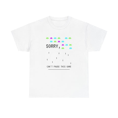 Retro Gamer Unisex Heavy Cotton Tee, Sorry Can't Pause This Game Shirt, Casual Wear T-Shirt, Fun Gaming Tee