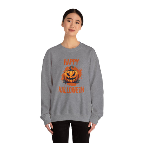 Halloween Pumpkin Crewneck Sweatshirt, Cozy Fall Sweater for Halloween, Unisex Sweatshirt, October Celebration Apparel