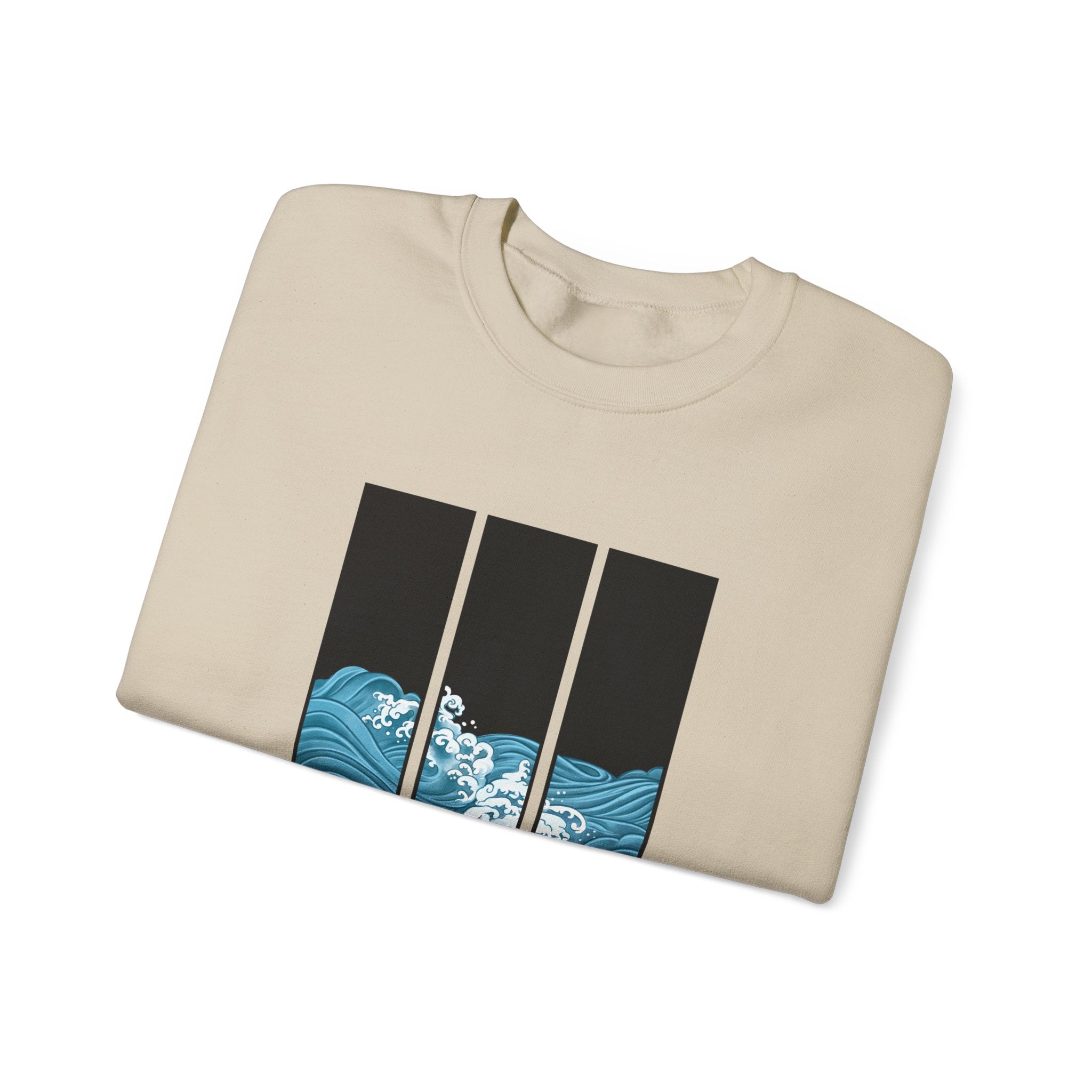 Japanese inspired Wave Art Unisex Crewneck Sweatshirt - Cozy Ocean Vibes, Perfect for Beach Lovers, Casual Wear, Summer Fashion