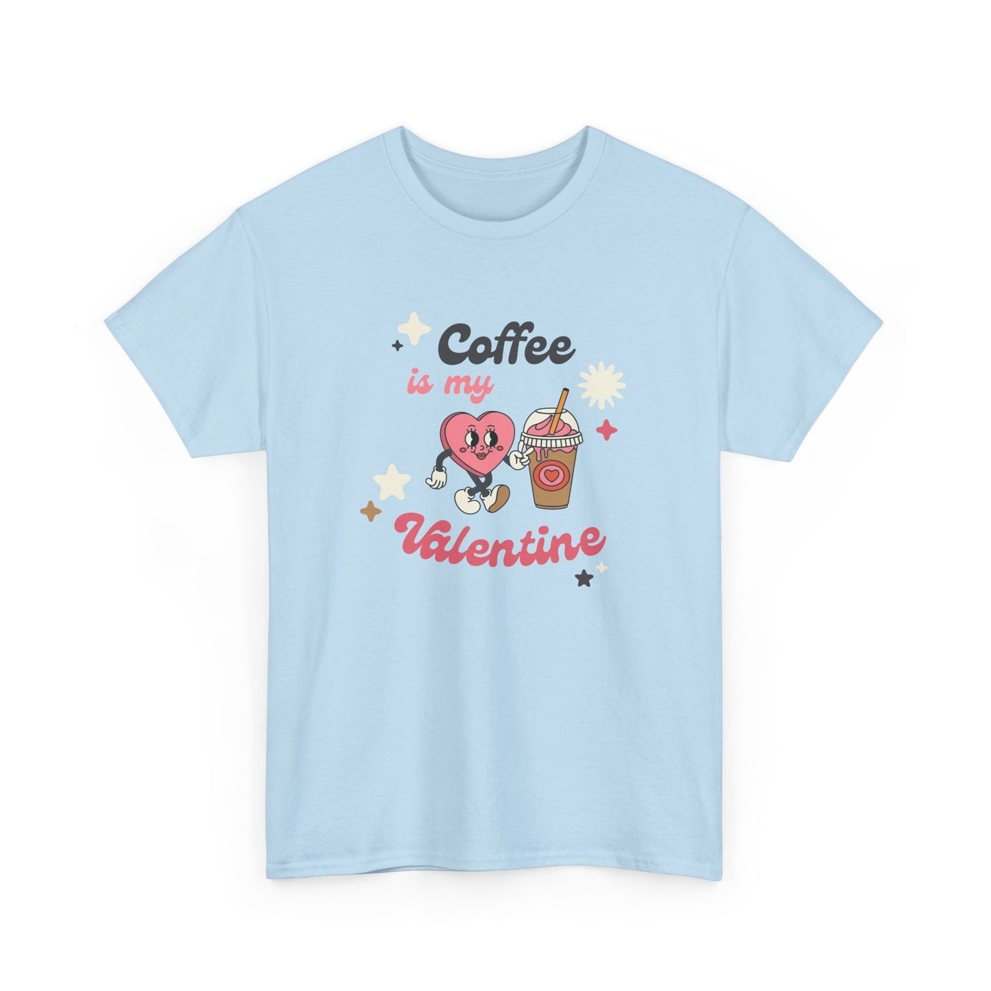 Coffee is My Valentine Unisex Heavy Cotton Tee, Cute Coffee Lover's Shirt, Valentine's Day Gift, Casual Lounge Wear, Fun T-Shirt