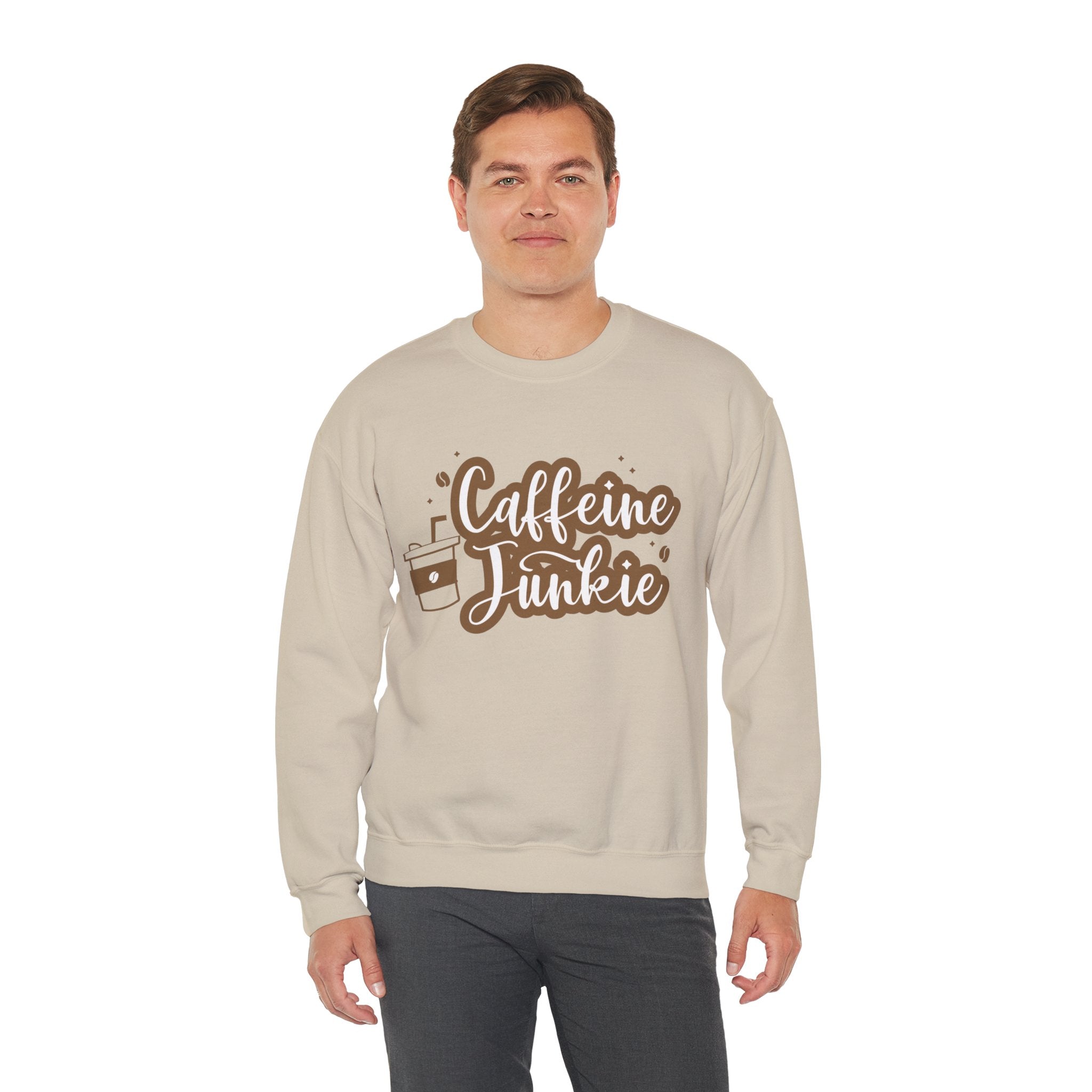 Caffeine Junkie Crewneck Sweatshirt | Cozy Gift for Coffee Lovers, Perfect for Fall, Everyday Wear, Casual Style, Gift for Her