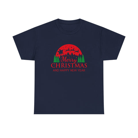 Festive Christmas Tee - Merry Christmas and Happy New Year, Holiday Shirt, Unisex Cotton T-Shirt, Christmas Gift, Winter Apparel