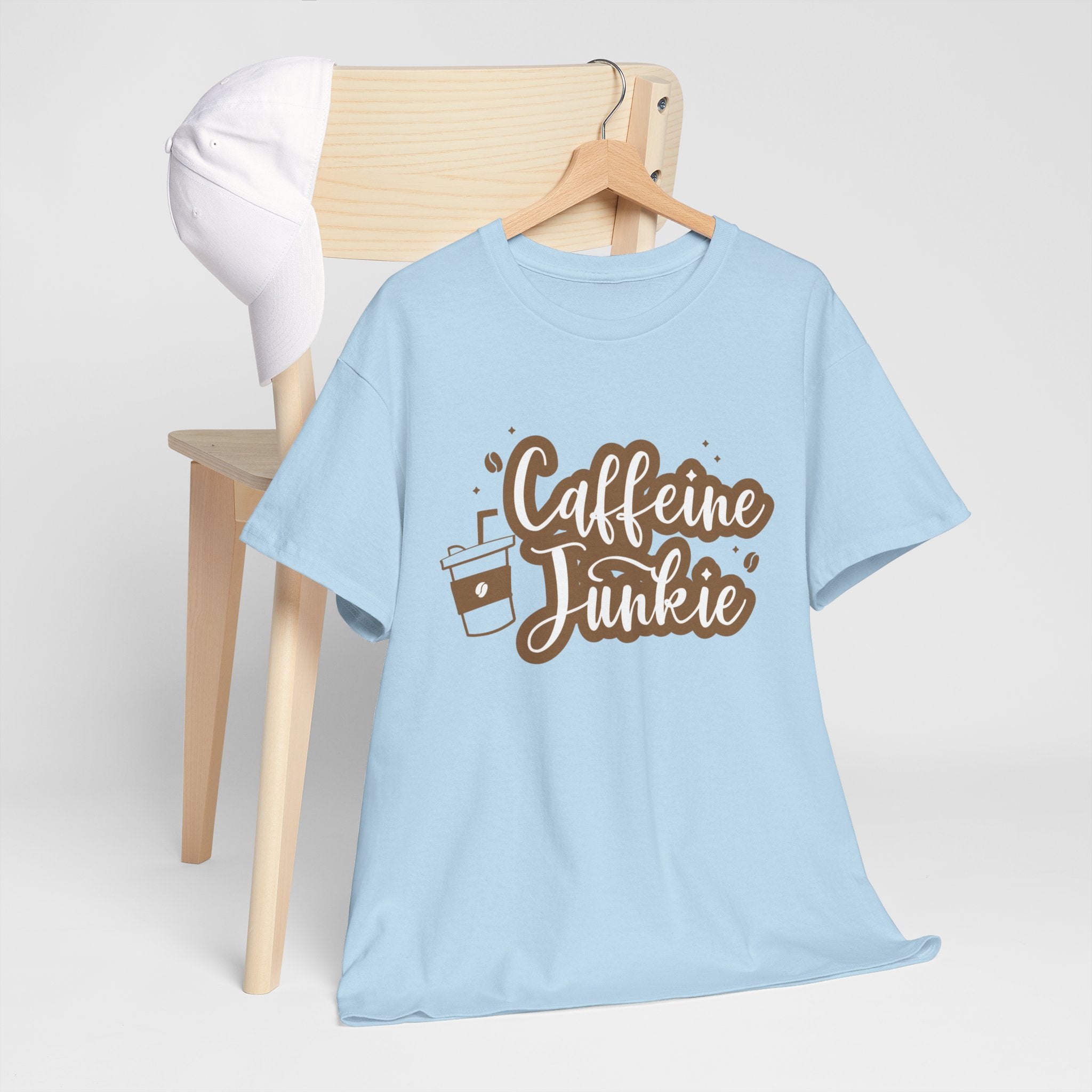 Caffeine Junkie Unisex Heavy Cotton Tee, Coffee Lover Shirt, Gift for Baristas, Comfortable Casual Wear, Daily Essentials