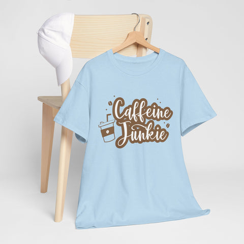 Caffeine Junkie Unisex Heavy Cotton Tee, Coffee Lover Shirt, Gift for Baristas, Comfortable Casual Wear, Daily Essentials