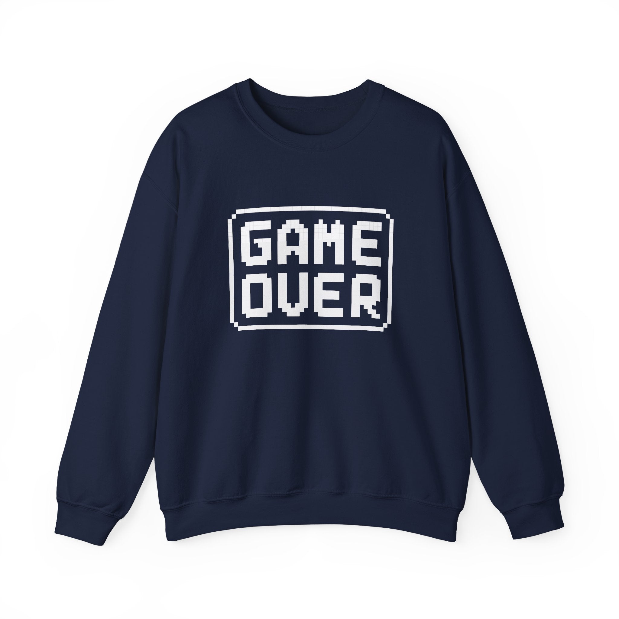 Pixel Art Game Over Sweatshirt, Retro Gaming Sweater, Cozy Unisex Pullover, Perfect Gift for Gamers, Versatile Casual Wear
