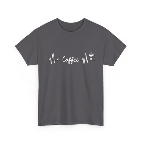 Coffee Heartbeat Unisex Tee, Ideal for Coffee Lovers, Birthday Gift, Casual Wear, Everyday Comfort, Coffee Tee Shirt, Coffee Lover Shirt,