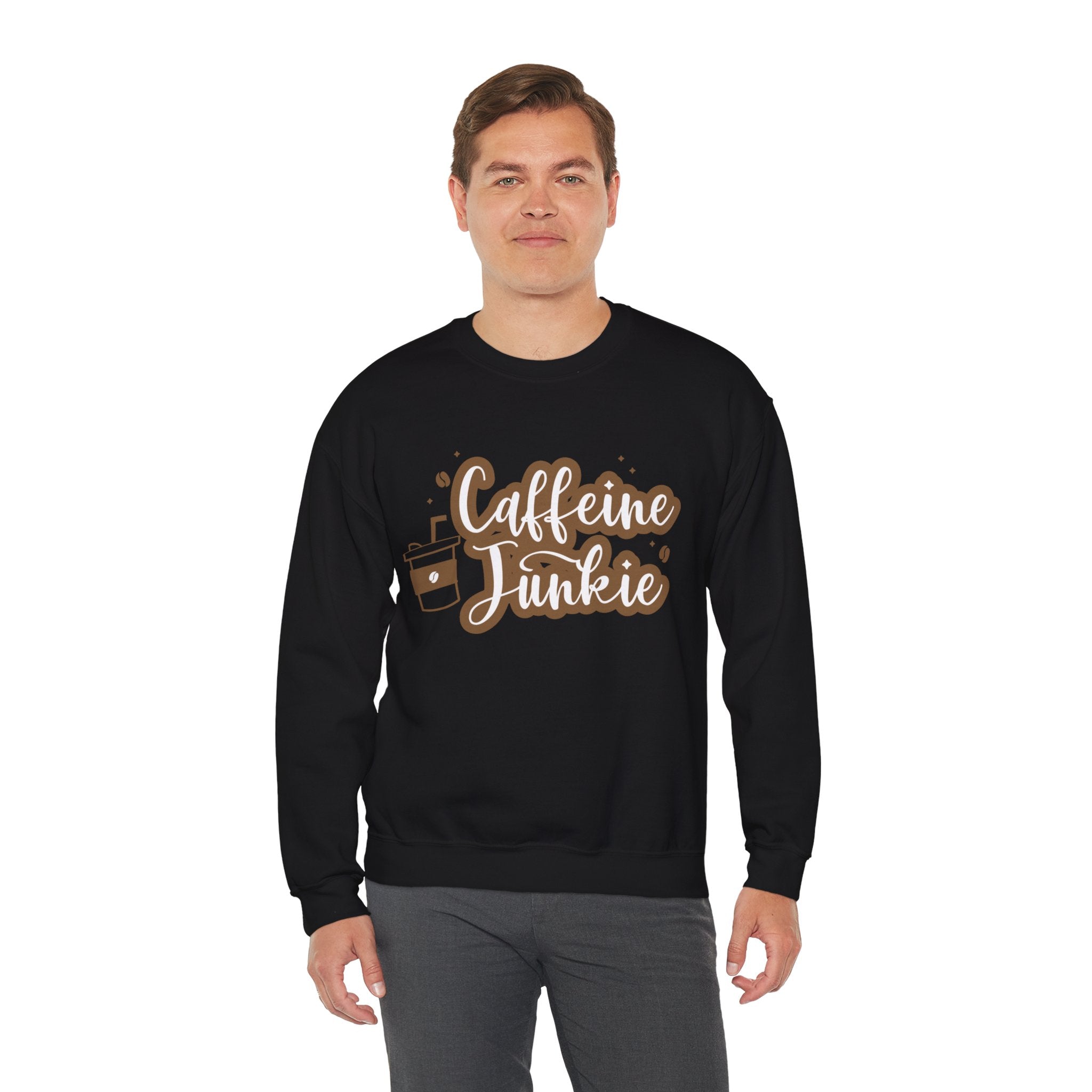 Caffeine Junkie Crewneck Sweatshirt | Cozy Gift for Coffee Lovers, Perfect for Fall, Everyday Wear, Casual Style, Gift for Her