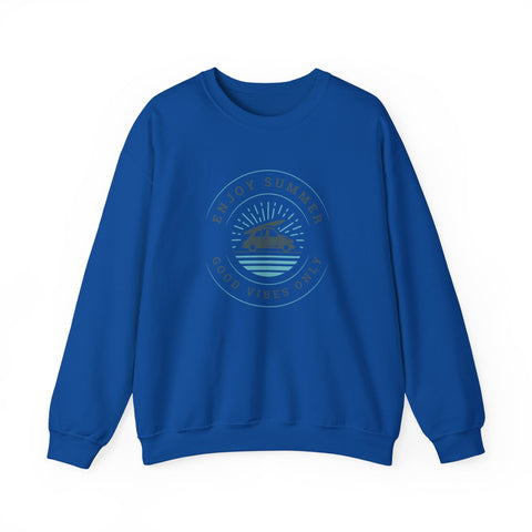 Enjoy Summer Good Vibes Crewneck Sweatshirt, Unisex Summer Apparel, Casual Layering, Beach Day Outfit, Gift for Travel Lovers