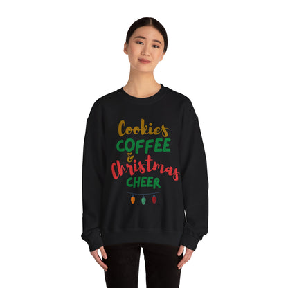 Christmas Cheer Sweatshirt, Cozy Holiday Apparel, Unisex Crewneck, Perfect for Christmas and Winter Gatherings, Gift for Coffee Lovers