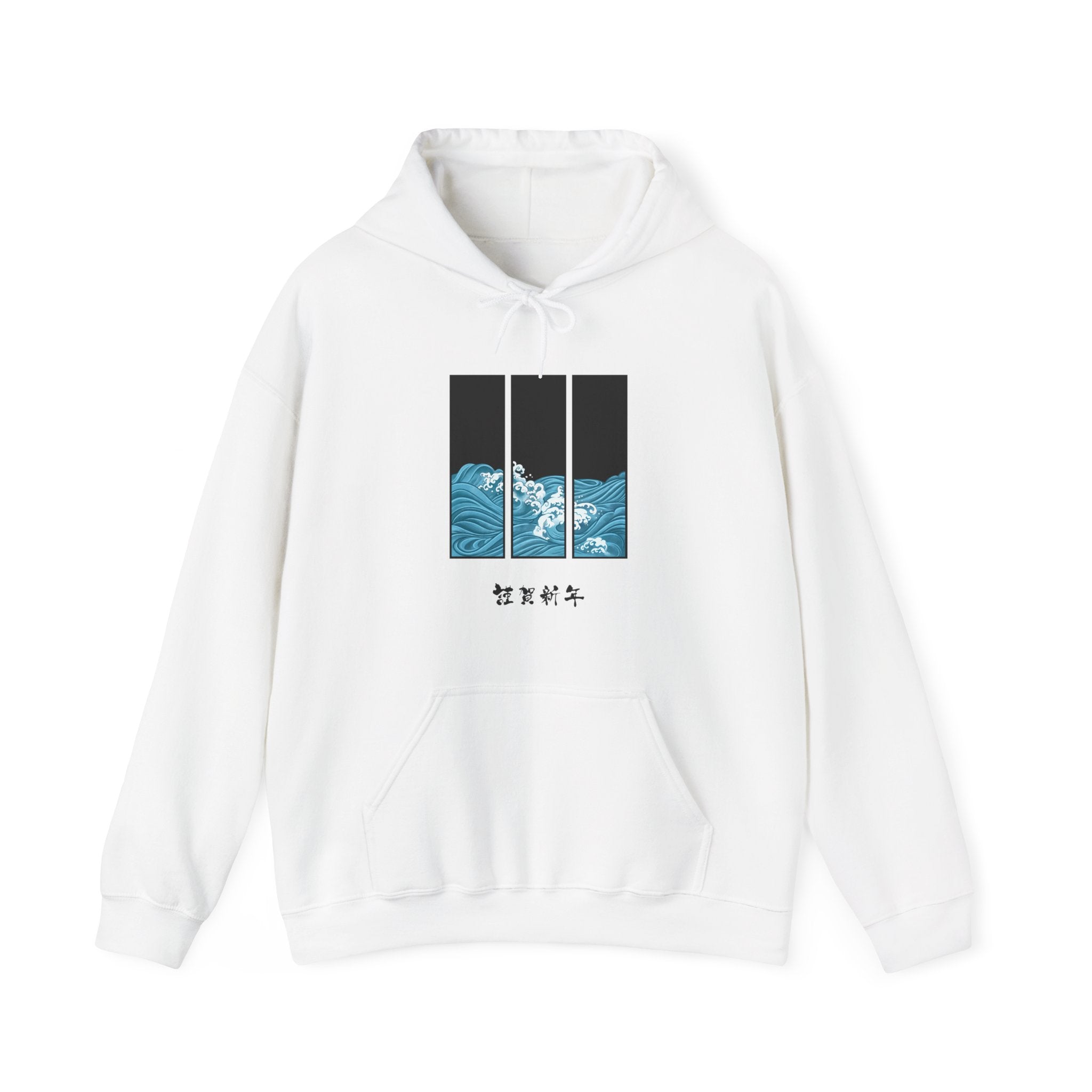 Japanese Inspired Ocean Waves Graphic Hoodie - Relaxed Vibe, Perfect for Beach Lovers, Unisex Gift for Sea Enthusiasts, Casual Summer Outfit