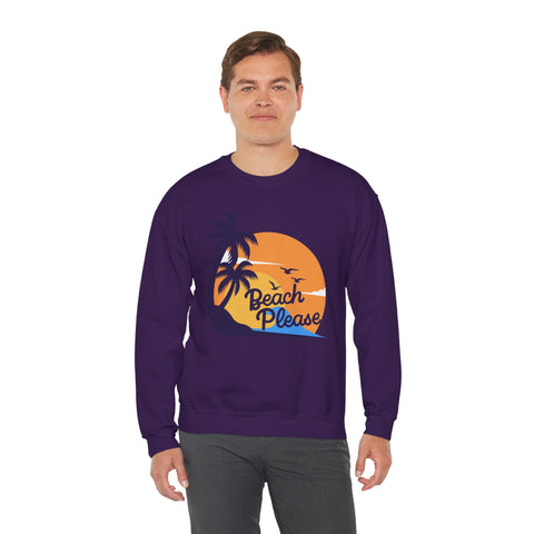 Beach Please Sweatshirt, Unisex Crewneck for Summer Vibes, Perfect for Vacations, Gifts, and Beach Days