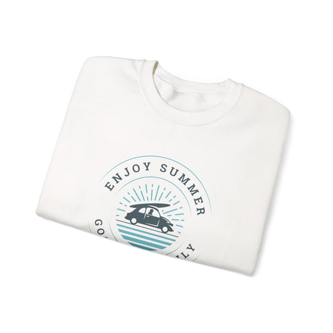 Enjoy Summer Good Vibes Crewneck Sweatshirt, Unisex Summer Apparel, Casual Layering, Beach Day Outfit, Gift for Travel Lovers
