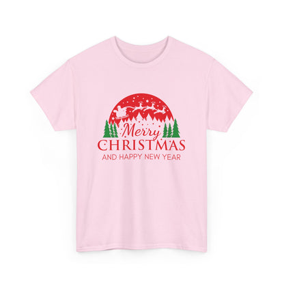 Festive Christmas Tee - Merry Christmas and Happy New Year, Holiday Shirt, Unisex Cotton T-Shirt, Christmas Gift, Winter Apparel