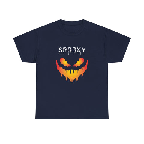 Spooky Halloween Tees, Unisex Heavy Cotton Tee for Fall, Ghostly Graphics Shirt, Halloween Apparel