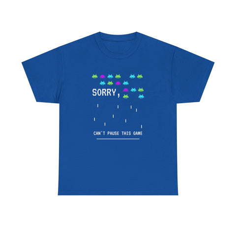 Retro Gamer Unisex Heavy Cotton Tee, Sorry Can't Pause This Game Shirt, Casual Wear T-Shirt, Fun Gaming Tee